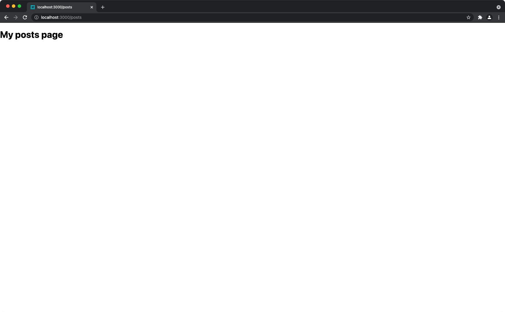 A Next.js page with the text My posts page